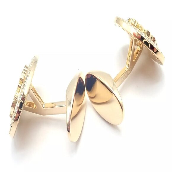 Rare! Authentic Piaget Coat Of Arms 18k Yellow Gold Diamond Cufflinks - Picture 5 of 11